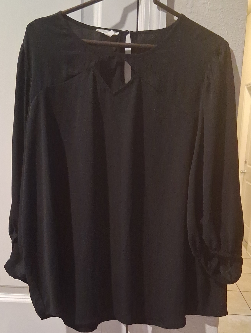 Maurices Black Long-Sleeve Keyhole Blouse